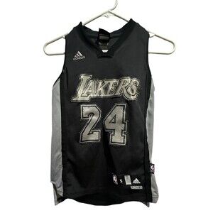 Kobe Bryant Adidas NBA Swingman #24 Jersey Black Gray Youth Small Rare Blackout